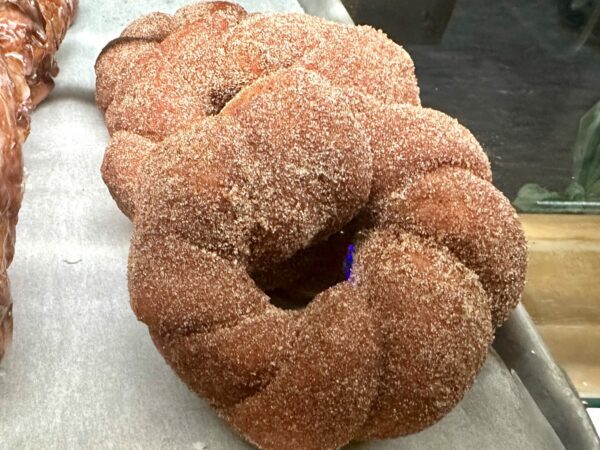 Cinnamon sprinkled, braided donut